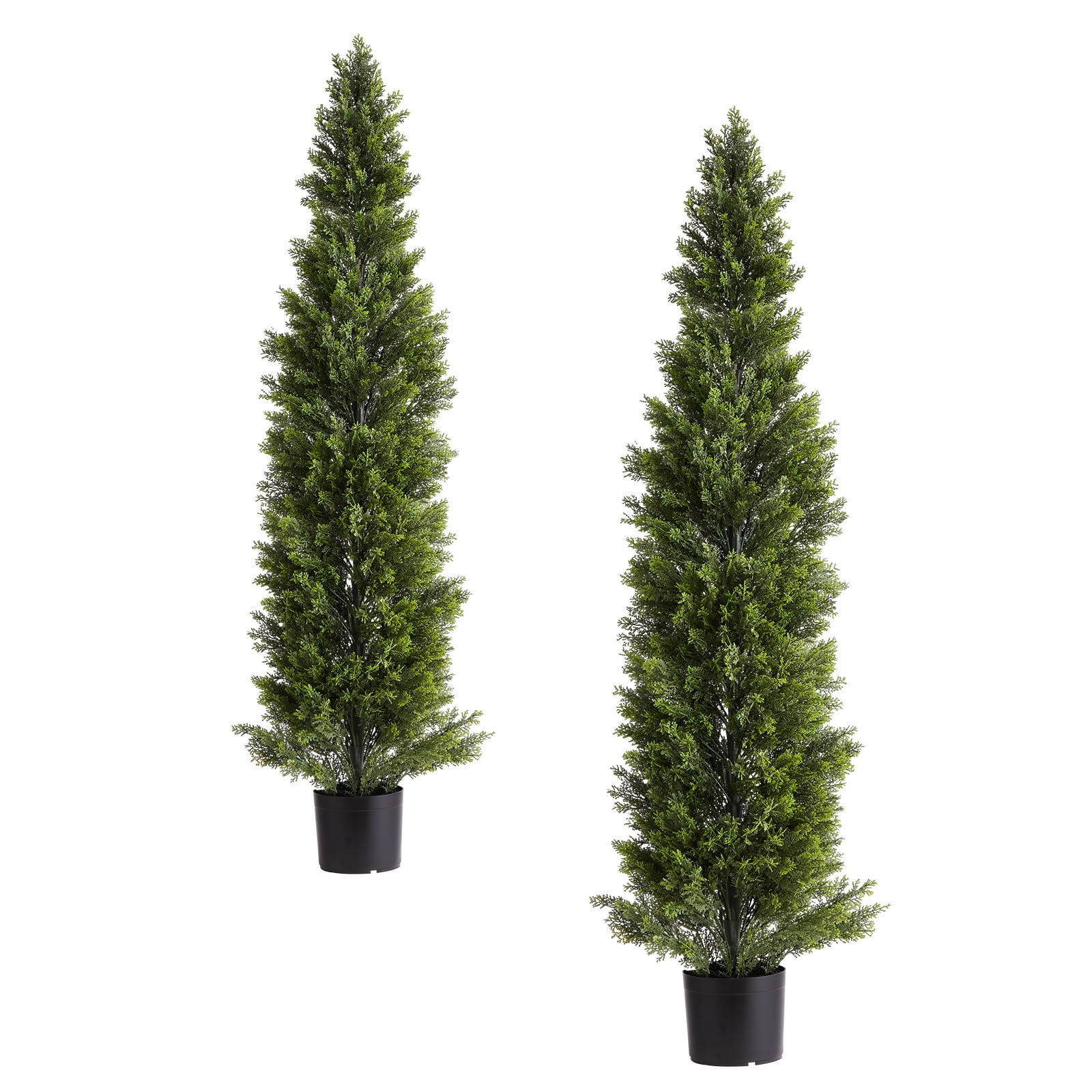 Artificial Topiary Cedar Trees, 60 Inch 2 Set Pine Shrubs Plants, Silk Tree Look Real, Easy Assembly For Decor Front Porch Outdoor Patio Garden Balcony Backyard Indoor Office_voghion.com